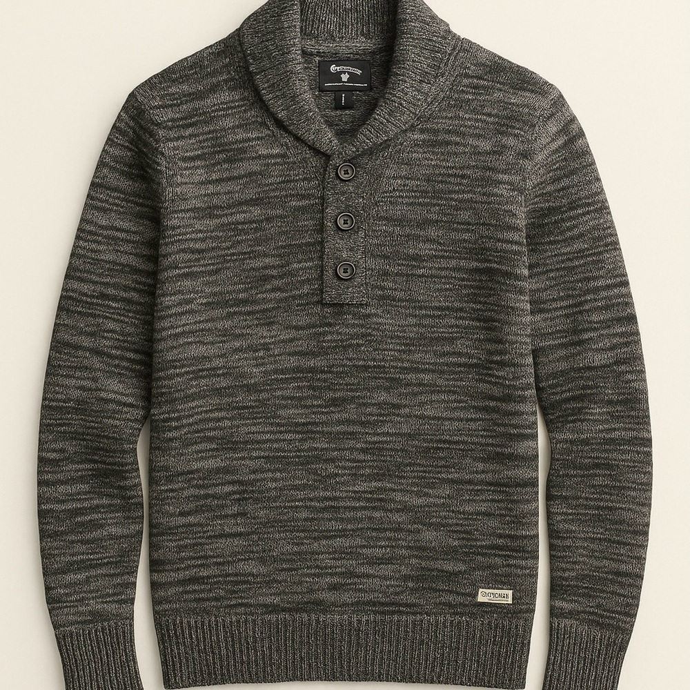 CONVERSE Shawl Neck Space Dyed Fisherman Sweater - Picture 2 of 11